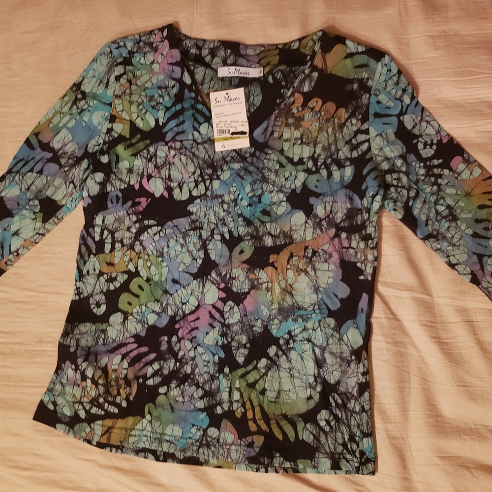 Colorful V neck top